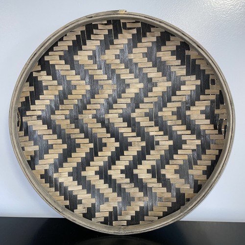 Large reed basket - reed, coffee